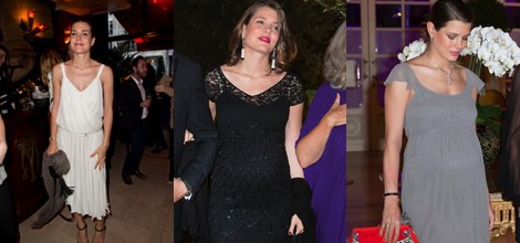 Carlota Casiraghi con un vestido premamá de color gris