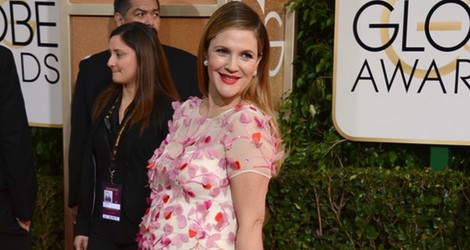 Drew Barrymore de Monique L'huilier en la alfombra roja de los Globos de Oro 2014