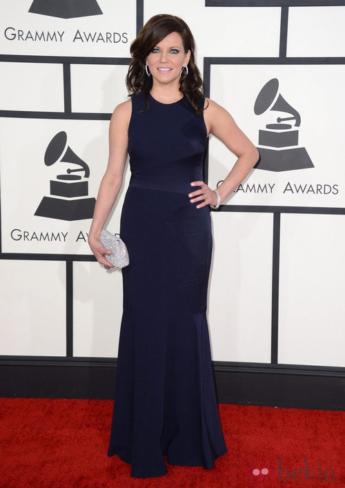Martina McBride con un vestido de David Meister en la alfombra roja de los Premios Grammy 2014