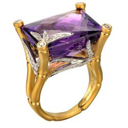 Anillo de amatista de la colección 'Bambú' de Carrera y Carrera