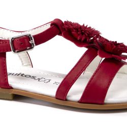 Sandalia roja con detalle floral Colección primavera/verano 2014 de Conguitos