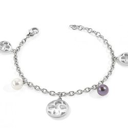 Pulsera de acero con perla blanca y negra de la colección 'Ducale' presentada por Morellato en 2014
