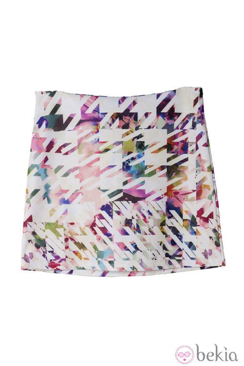 Mini falda con estampado de pata de gallo multicolor de Lavand
