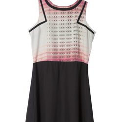 Vestido sesentero con falda negra y tonos rosas de Lavand