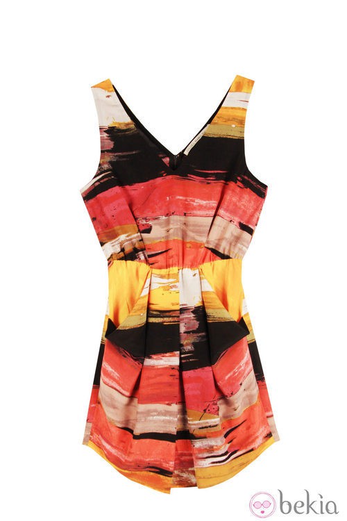 Vestido de tirantes ceñido a la cintura estampado de la colección primavera/verano 2014 Rachel Roy