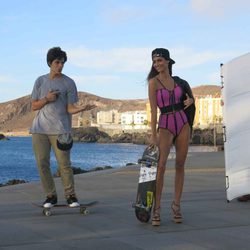 Ariadne Artiles y Carlos Cardeñosa durante la realización de la campaña primavera/verano 2014 de Alpe Shoes