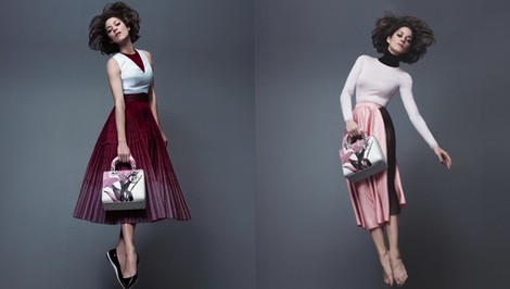 Marion Cotillard con un Lady Dior de estampado floral de la primavera/verano 2014