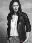 Vicky Martín Berrocal con chaqueta de cuero de la colección Violeta by Mango 2014