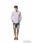 Camisa de cuadros con bermuda denim de la colección para verano 2014 de Springfield