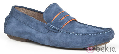 Mocasín naútico azul marino y naranja de la primavera/verano 2014 de Enzo Tesoti