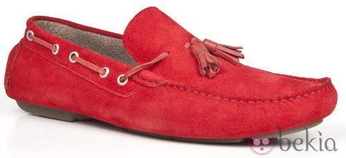 Mocasín con borlas rojo de la primeva/verano 2014 de Enzo Tesoti