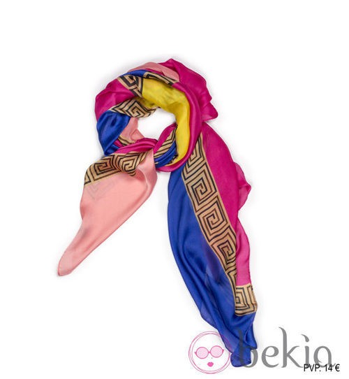 Pañuelo en fucsia, amarillo y azul klein de la colección primavera/verano 2014 de Tantrend