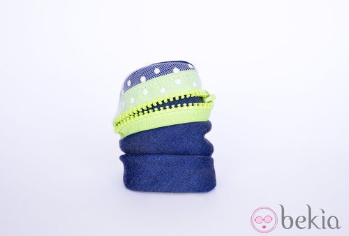Pañuelo para la muñeca denim con cremallera neón y encaje de Namdalay
