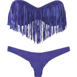 Bikini bandeau con flecos en azul de OniricSwimwear para verano 2014