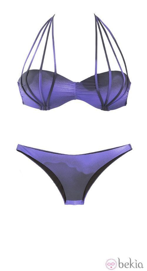 Bikini bandeau con tiras y efecto degradé en morado de OniricSwimwear para verano 2014