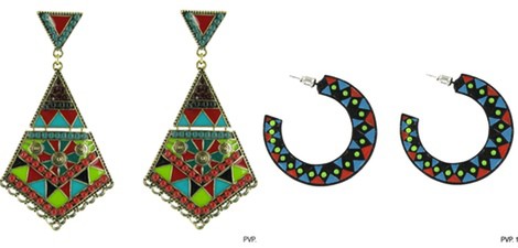 Pendientes geométricos multicolor de Tantrend para verano 2014