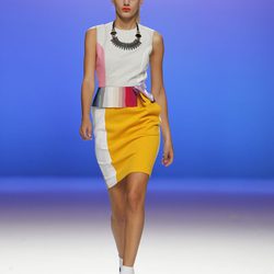 Vestido multicolor con falda amarilla de Davidelfín, colección primavera 2012