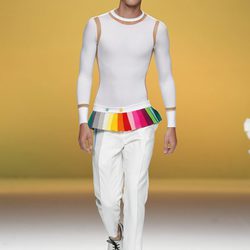 Pantalón para hombre con retales multicolor en la cintura de Davidelfín, colección primavera 2012