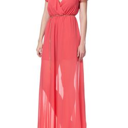 Vestido largo en coral de la Colección Crucero 2014 de Poète
