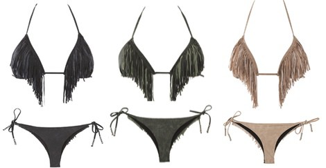 Bikini brasileño con flecos beige de OniricSwimwear para verano 2014