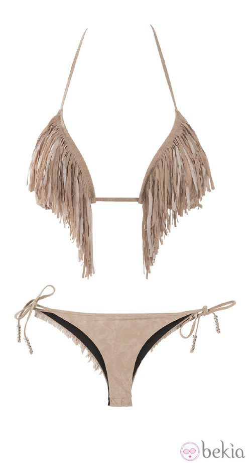 Bikini brasileño con flecos beige de OniricSwimwear para verano 2014