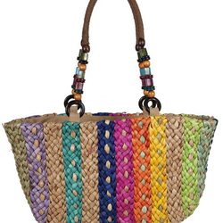 Bolso de rafia multicolor de Loeds para verano 2014