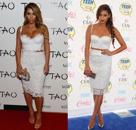 Kim Kardashian y Shay Mitchell con el mismo look