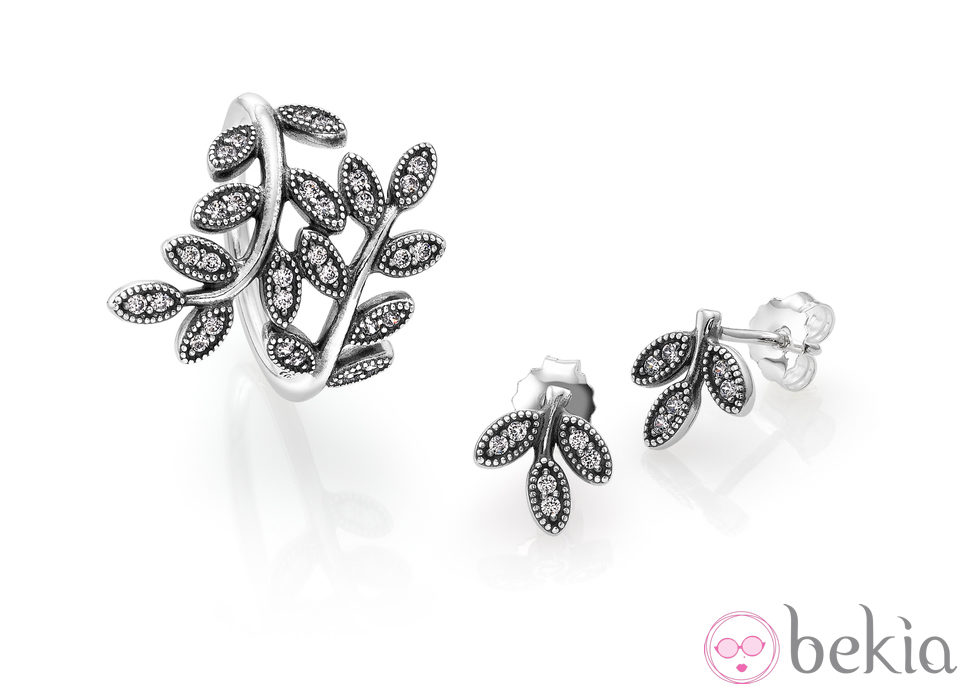 Juego de anillo y pendientes de la colección 'Hojas de Otoño' para otoño 2014 de Pandora