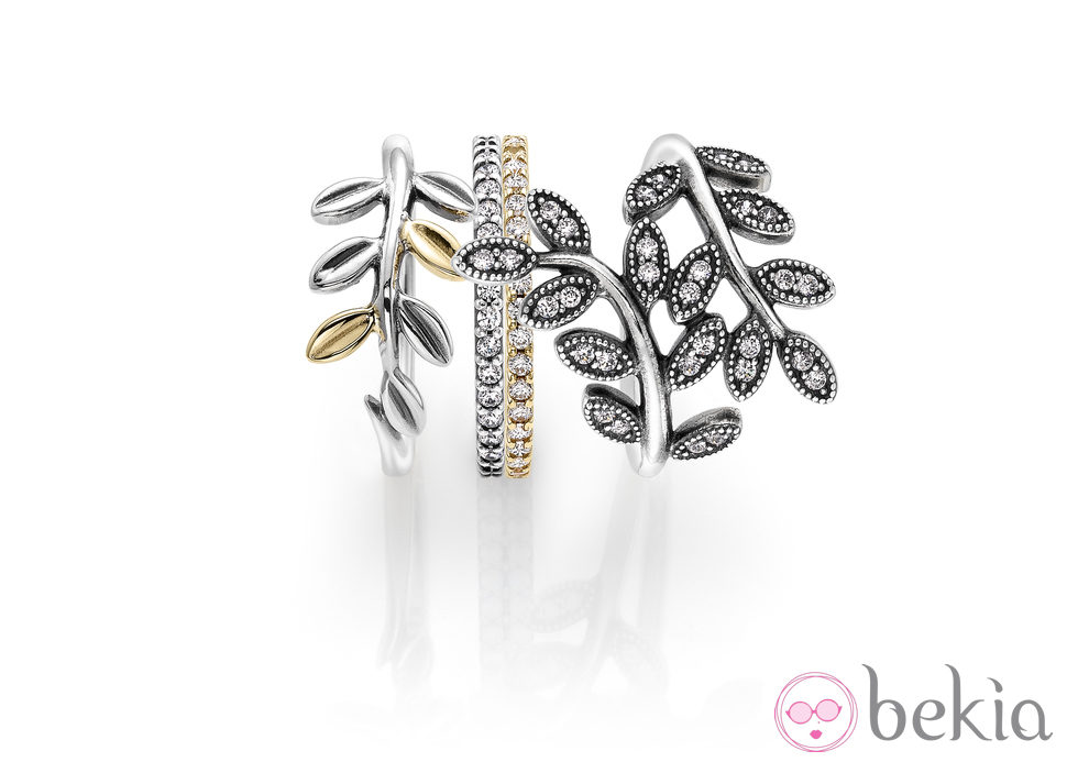 Anillos de plata y oro de la colección 'Hojas de Otoño' para otoño 2014 de Pandora