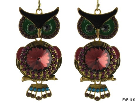 Pendientes de búho con pedrería de la colección 'Juego de Tronos' de Tantrend