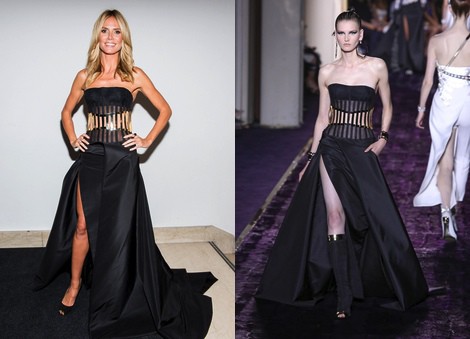 Heidi Klum vestida de Versace en la Gala amfAR de Milán 2014