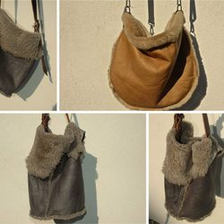 Bolso gris y camel de piel de cordero de Inuit para otoño/invierno 2014