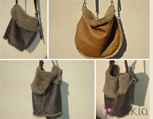 Bolso gris y camel de piel de cordero de Inuit para otoño/invierno 2014