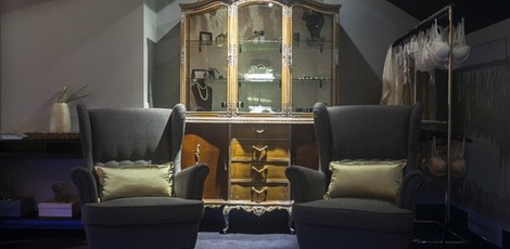 Espacio para novias en la boutique de Alma Bloom