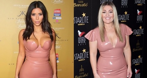 Kim Kardashian y Amaia Montero con un vestido de látex en rosa nude