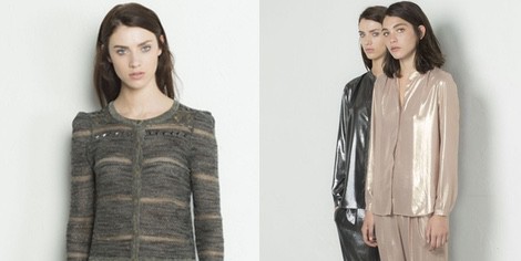 Chaqueta de gris topo y conjuntos metalizados de Hoss Intropia para Invierno 2014