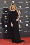 Carmen Machi con un vestido de mangas asimétricas en la alfombra roja de los Premios Feroz 2015
