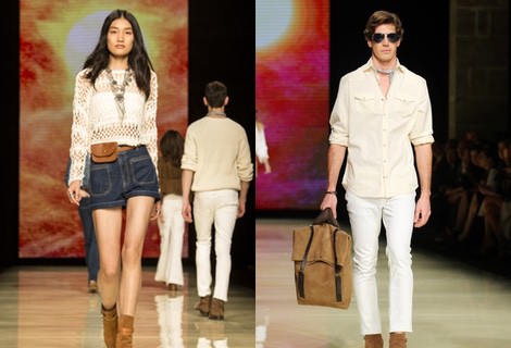 Oriol Elcacho con un conjunto blanco de Mango en el desfile de la 080 Barcelona Fashion 2015