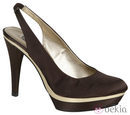 Zapatos de tacón con plataforma en tono chocolate de Lorena Carreras, colección otoño/invierno 2011