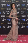 Sandra Martín con un vestido de Rubén Hernández en la alfombra roja de los Premios Goya 2015