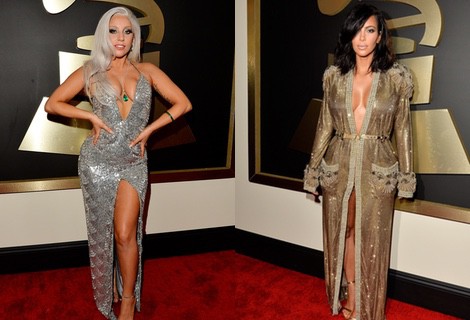 Lady Gaga con un diseño de Brandon Maxwell en la alfombra roja de los Grammy 2015