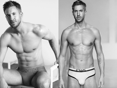 Calvin Harris con slips blancos de la colección primavera/verano 2015 de Emporio Armani