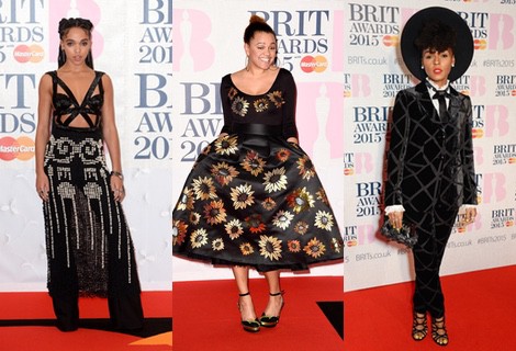 Gemma Cairney con un vestido de estampado flora en los Brit Awards 2015