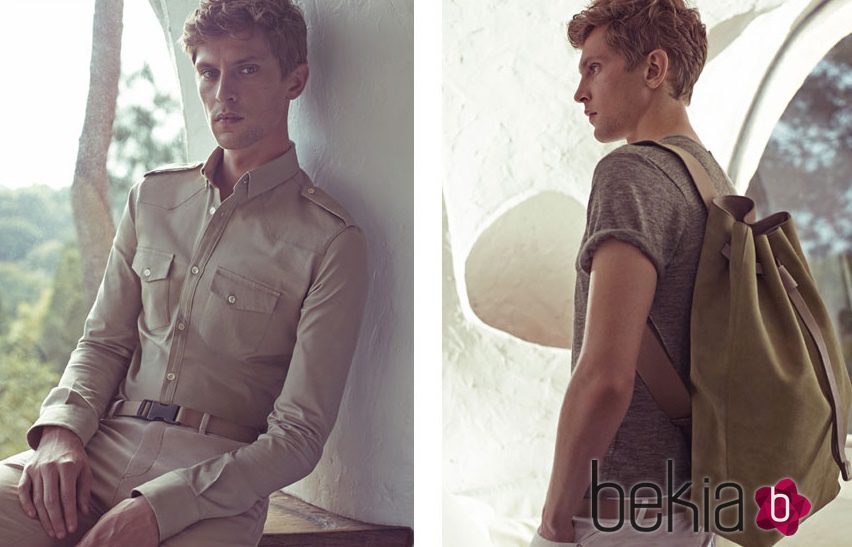 Mathias Lauridsen con diseños en color khaki de la colección primavera/verano 2015 de Adolfo Domínguez
