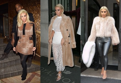 Kim Kardashian con un vestido de flecos en color oro de Balmain