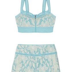 Crop top y pantalón de talle alto en azul turquesa de la colección primaveral de Charo Ruiz