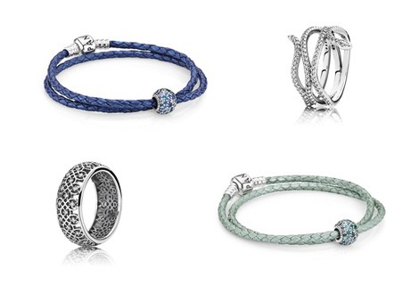 Pulsera de cuero trenzado y charm en color azul de la colección de verano 2015 de Pandora