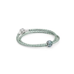 Pulsera de cuero trenzado y charm en color verde de la colección de verano 2015 de Pandora