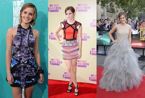 Emma Watson optó por un colorido vestido para la gala de los MTV Video Music Awards 2012