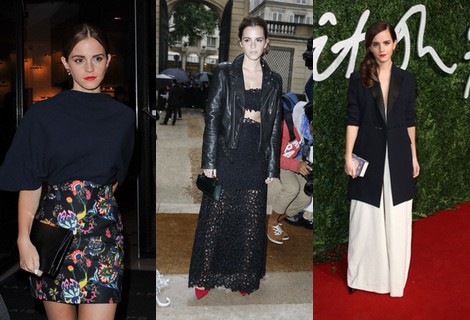 Emma Watson con un traje negro y blanco en los 'British Fashion Awards 2014' 